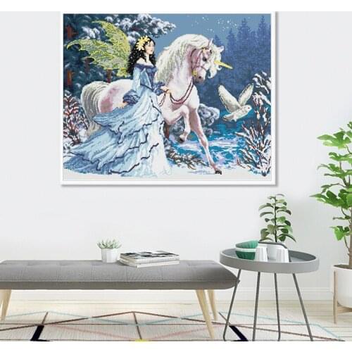 Unicorns and beauty sceneries counted 11 14CT Cross Stitch Set DIY DMC Chinese Cross-stitch Kit Embroidery Needlework Home Decor