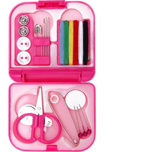 Sewing Kits Box Mini Needle Threads Buttons Scissor Thimble Portable Home