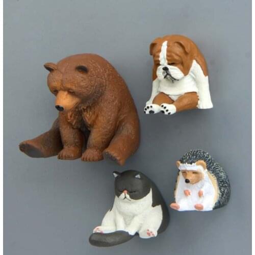 4pcs/set Japanese Animals Fridge Magnets Refrigerator Magnetic Sticker Bear Dog Cat Hedgehog Figurines Kids Toys