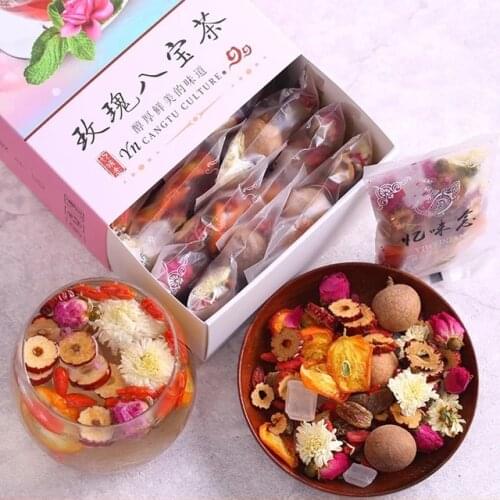 Natural Aromatherapy Tea,Flower Tea with Dried Fruit Bag,Include Longan Rose Jujube Chinese Herbal Tea, Skin Beauty Tea 180g
