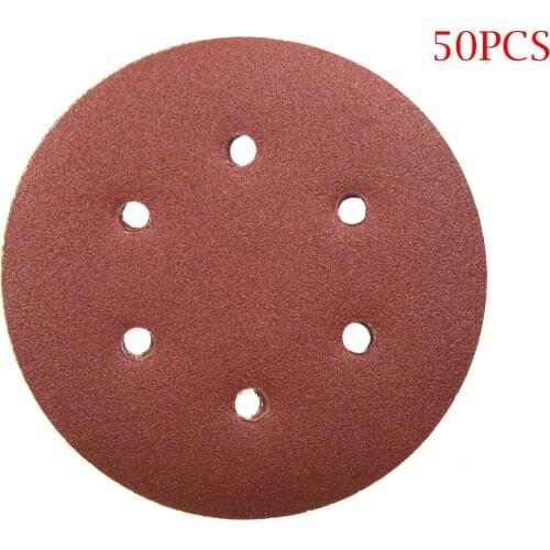 Pouvoir 50x 6 Inch 6 Holes 120 Girit Sanding Disc Sanding Polishing Pad Sandpaper Disc