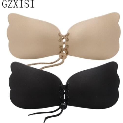 GZXISI New Sexy Push up Seamless Bra Adhesive Silicone Backless Strapless Wedding Bralette Invisible Bra Breast Lift Stickers