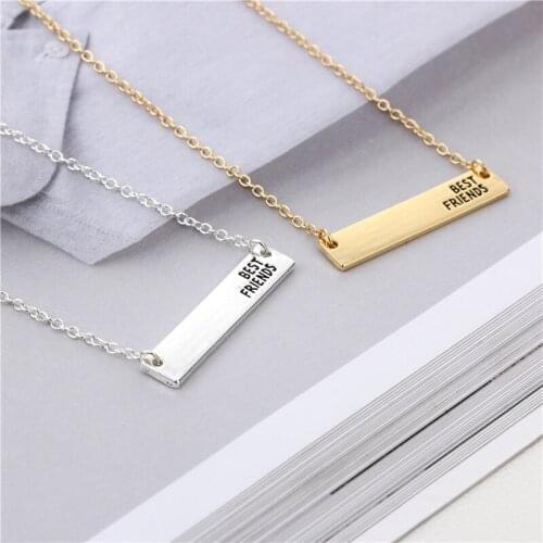 2017 New Simple Bar Pendant Handmade Lettering"Best Friends"Necklace Jewelry Warm Friendship Necklace Gift For Good Friends