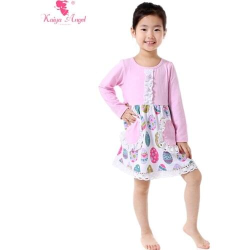2017 Easter Girls Dress Long Sleeve Easter Egg Colorful Egg Clothes Kids Girls Clothing Kids Clothes Girls Princess Dresses
