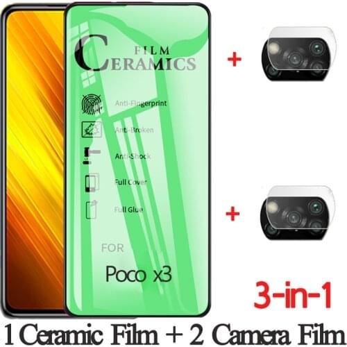 Pocofone x3, Ceramic Clear Film + Camera Protection for xiaomi poco x3 nfc HD Screen Protector poco-x3 not Glass xiaomi poco x3