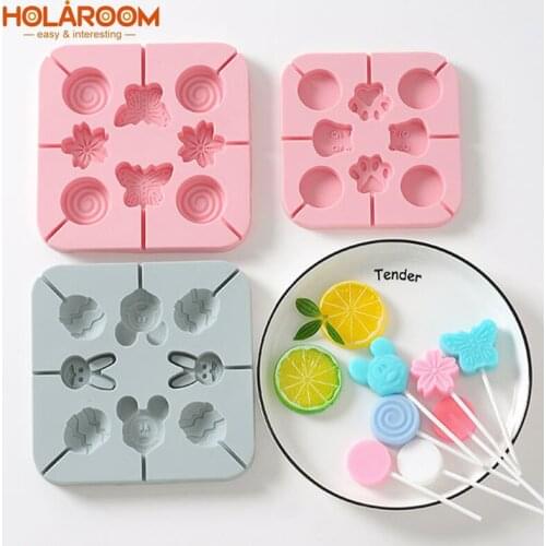 Durable Silicone Cake Candy Decoration Mould Practical Chocolate Lollipop Mold Cute Pattern DIY Lollipop Fondant Making Tool