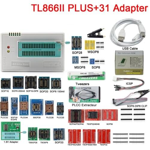 2020 Newest V10.27 TL866II Plus Universal Original minipro programmer TL866 nand flash AVR PIC Bios USB Programmer+28pcs adapter