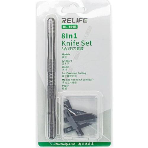 RELIFE RL-101B 8-in-1 Knife Set For Mobile Phone Mainboard BGA PCB Chip IC Repair Degumming Spade Scraper