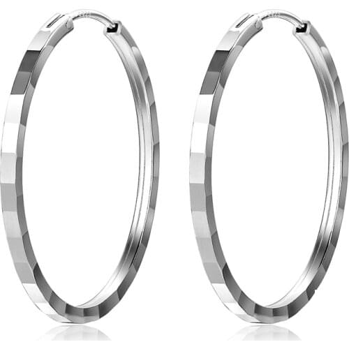 Diameter 3cm Smooth Round Creole Big Hoop earings 925 Sterling Silver Stamped Prata Princo Fashion New Jewelry Accessories