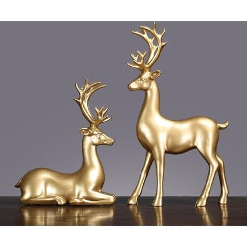 Nordic Art Resin Couple Deer Crafts Decoration Modern Minimalist Living Room TV Cabinet Office Winecabinet Animaldecoration Gift