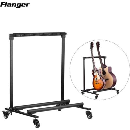 Flanger Universal Display Rack Detachable Portable Multi Guitars Stand 5 Holders with Wheels and None Slip Rubber Padding