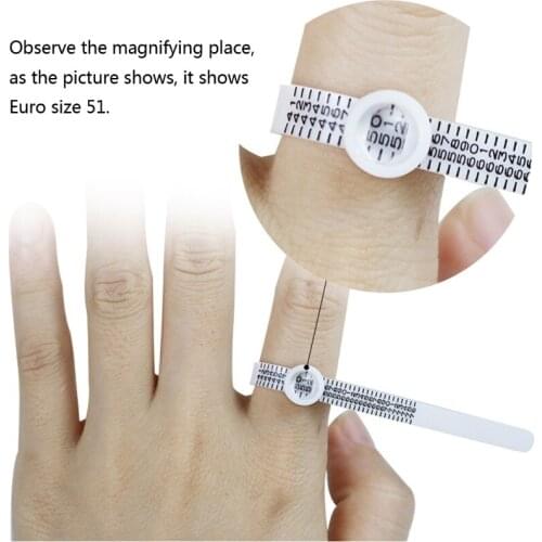 Magnified Plastic Ring Sizer Measuring Tool US UK Ring Sizer Measurer With 5X Magnifier Clear Scale Ring Measuring Tools