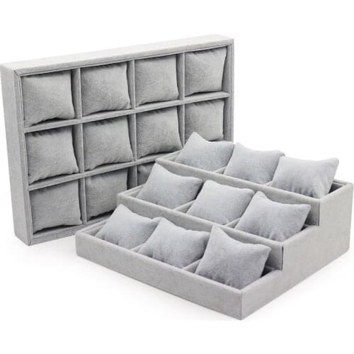 High Quality Elegant Luxury Velvet Jewelry Bracelet Bangle Watch Tray Display With Pillow Cushion