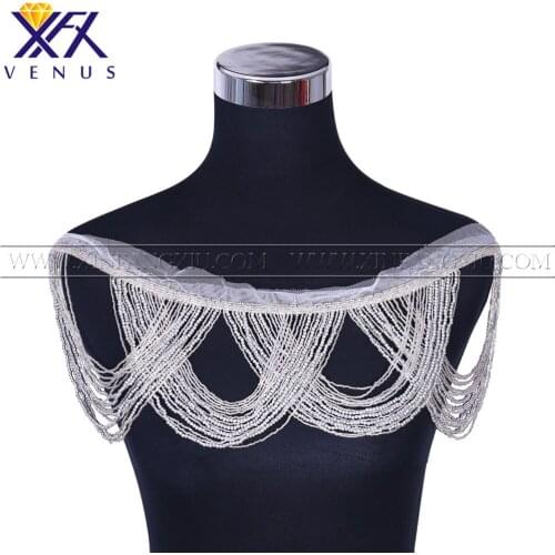 XFX Wholesale 10 Pieces Handmade Bodice Rhinestone Small Patch Beaded Applique Wedding Dress Accessories Embroidery women Trim