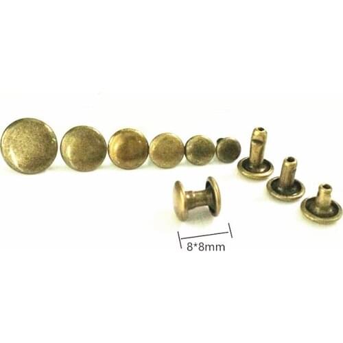 XUNZHE 100pcs Bronze Round Double Cap Stud Rivet Fast Collision Nail Leather Craft Bag Belt Clothes Garment Shoe Decor Fastener