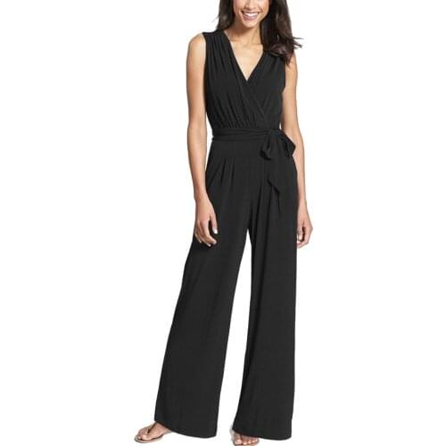 2018 Sexy V-neck Solid Bodysuits Summer Women Sleeveless Rompers Party Jumpsuits Elegant Beach Vintage High Waist Casual Bodycon