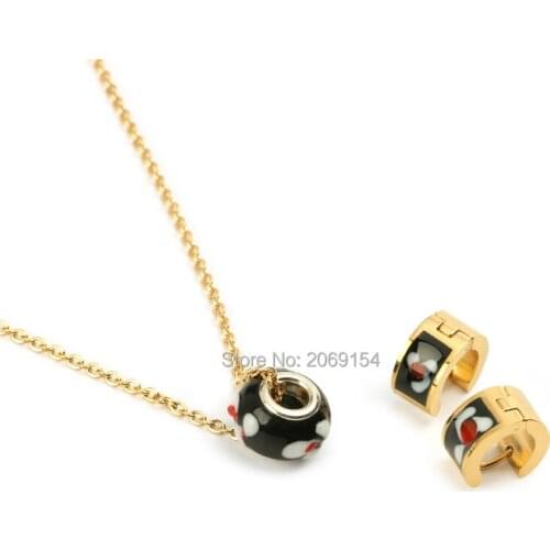 Women Vintage Choker Necklace Fashion Gold Necklace Stainless Steel Small Earring Classic For Female Party Charm Pendant