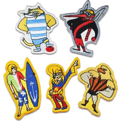 100pcs/lot Embroidery Patch Anime Animal Character Clown Eagle Clothing Decoration Sewing Accessory Diy Iron Applique