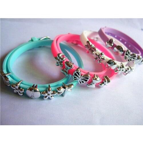 20pcs/lot Double circle colorful Silicone Letter Love bangle rudder bracelets butterfly leather bracelets hand chain