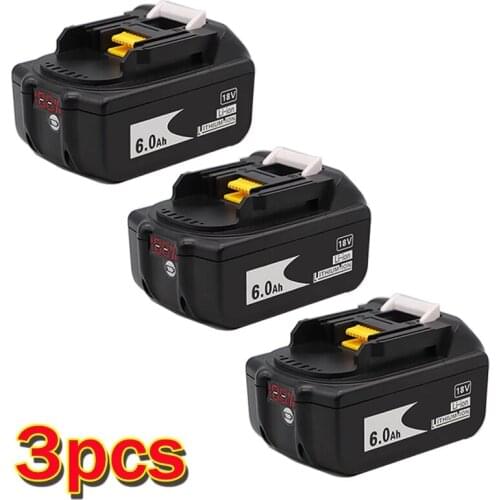 3PCS Newest Version BL1860 18V 6000mAh Li ion Rechargeable Battery for Makita Battery 18 V BL1830 BL1840 BL1850 BL1860B BL1860
