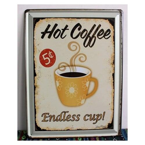 30pcs/lot Metal Sign shabby chic Collectibles!!!vintage metal signs Hot coffee wall decor House Restaurant Bar decor metal art