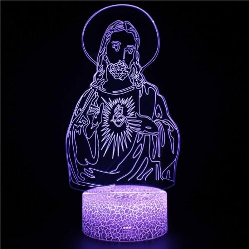3d Lamp Illusion Night Lights Jesus Table Lamp Creative Christian Home Decor Bedside Light Holiday Gifts for Birthday Present