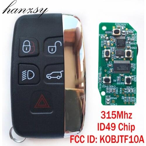 5 Buttons 315Mhz Remote key for Land Rover Range Rover Evoque /Sport 2012 2013 2014 2015 Car key with ID49 Chip KOBJTF10A