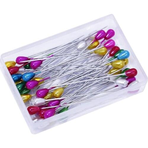 50PCS Positioning Needles DIY Sewing Tools Accessory Patchwork Locating Pearl Light Straight Colorful White Pins Wholesale