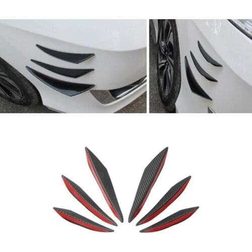 6pcs/set Universal Front Bumper Lip Decoration Diffuser Splitter Fins Body Spoiler Canards Valence Chin Car Tuning Canard