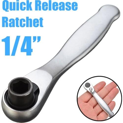 72-Teeth Ratchet Socket Wrench 1/4" Quick-release Nuts Bolts Drive Ratchet Mini Spanner Wrench Hand Tool Multifunctional