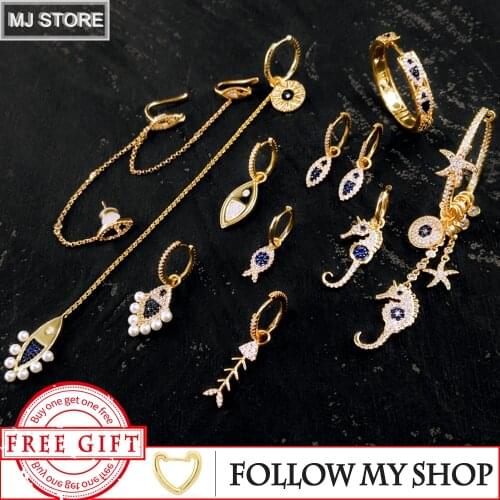 925 Sterling Silver Earring For Women Tropical Ocean Holiday Small Fish Peal Zircon Drop Earring Luxury Brand Monaco Jewelry