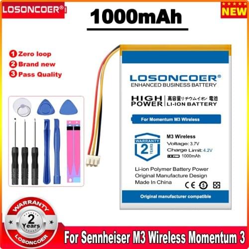 1000mAh Headset Battery For Sennheiser Momentum 3 Wireless M3 Wireless M3AEBT MOMENTUM True Wireless AHB702535PCT-01 Batteries