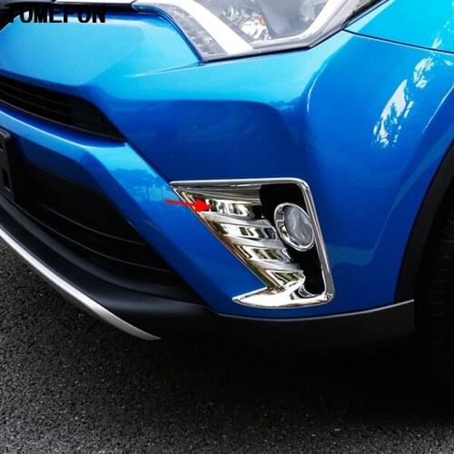 TOMEFON Car Accessories ABS Chrome For Toyota RAV 4 RAV4 2016 Front Fog Light Trim Foglamp Cover Overlay Decoration