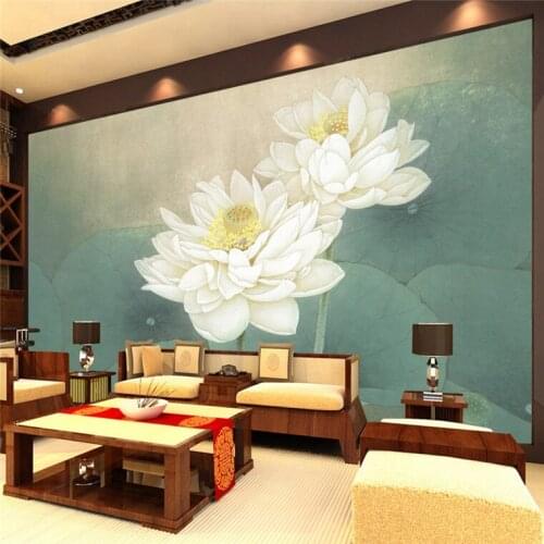 Large Custom wall Mural Wallpaper Lotus Living Room Sofa TV Background Restaurant home decor WallMurals Wallpaper Custom Size