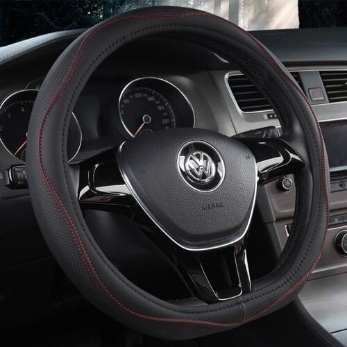 D Shape Steering Wheel Cover PU Leather for Geely Atlas Emgrand EC7 Coolray VW Golf 7 Hyundai Santa fe 2014-2020