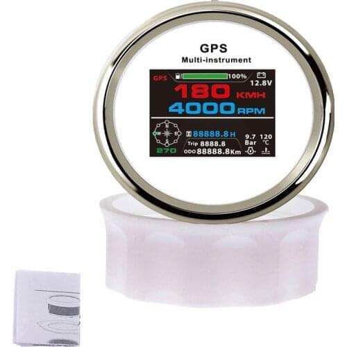 Boat Car Digital Multi-functional GPS Speedometer Gauge Tachometer Water Temperature Gauge Oil Press Fuel Level Display