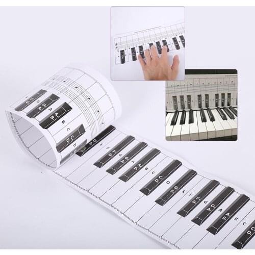 Double Sides Piano Keys Chart Piano Keyboard Exercise Paper Keyboard Training Guide Piano Staff Contrast Drawing Chord Chart