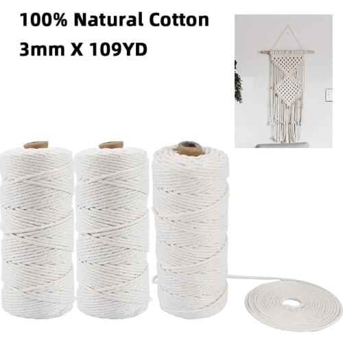 Brand New 1 Roll Natural Twisted Cotton Rope Handmade Macrame Cord for Wall Hanging DIY Art Crafts