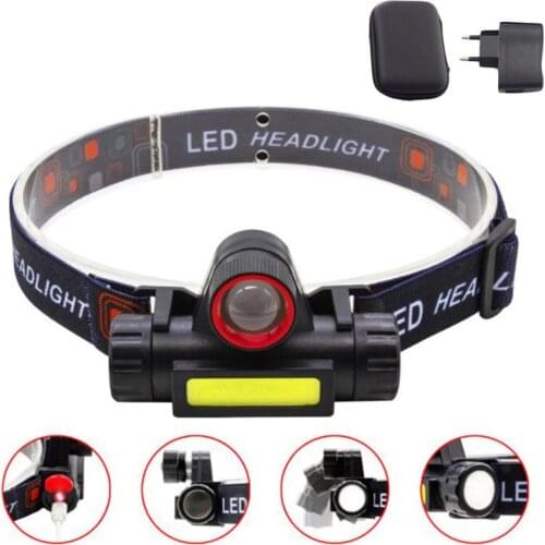 USB Mini zoom LED Headlamp head frontal Flashlight Lantern XPE COB Outdoor Camping Headlight USB Rechargeable night Lighting