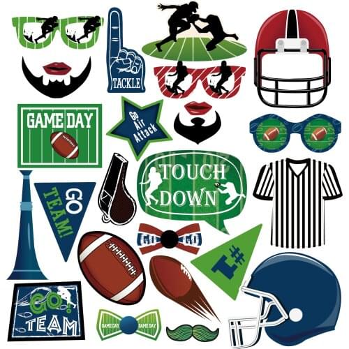 Football Sports Theme DIY Photobooth Props Touchdown Party Decorations Sport Game Day Paper Cards Party Favors Supplies