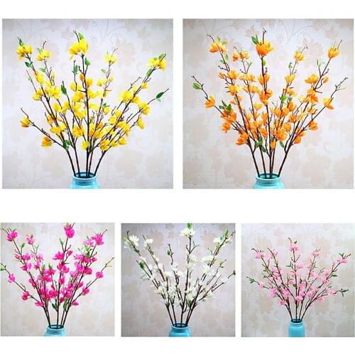 Artificial Plants Cherry Spring Plum Peach Blossom Branch Silk Flower For Wedding Vintage Home Decor Artificial Flowers 95cm