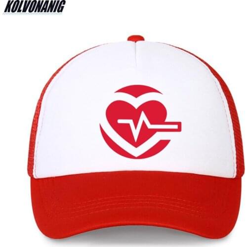 KOLVONANIG Summer Fashion Brand Heartbeat Pulse Lifeline Funny Printed Baseball Cap for Women Hip Hop Snapback Hats Mesh Caps