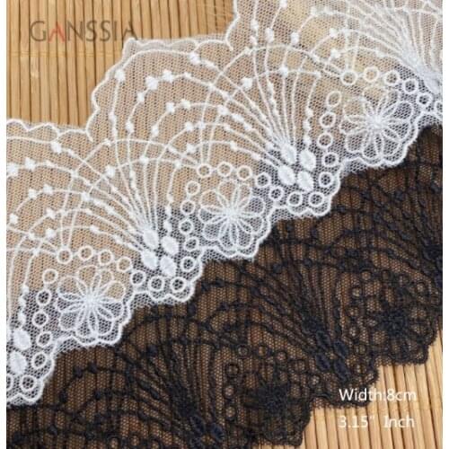 1yard Width:8cmQuality Flower Lace Trim Ivory White&Black Laces forCurtain Table Fabric Dress Decoration Clothes Crafts(ss-2378)