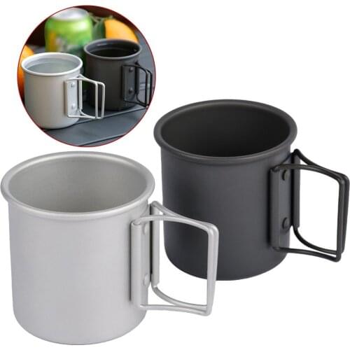 1pc Camping Cup 8x7.3cm Water Cup With Folding Handles Aluminum Alloy Durable Outdoor Mug Outdoor Camping Cooking Accessories