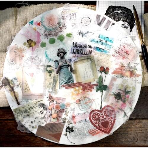 KSCRAFT 60pcs Vintage Style Vellum Paper Stickers for Scrapbooking Happy Planner/Card Making/Journaling Project