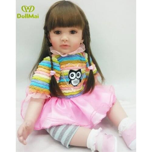 60cm Reborn Toddler Doll Cloth Body 24" Vinyl Limbs silicone doll classic Princess Girl bebe reborn Dolls lifelike child gift