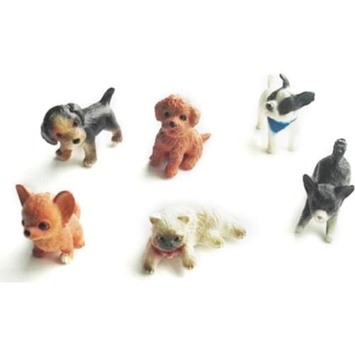 6pcs 1:12 Cat And Dog Dollhouse Miniature Model Doll House Home Moss Decoration Action & Toy Figures Christmas Gifts
