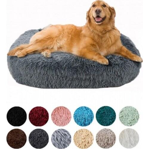 Square Dog Bed Warm Soft Long Plush Pet Cushion For Samll Dogs House Cat Calming Bed Washable Pet Sofa Mat Puppy Sleeping Bag