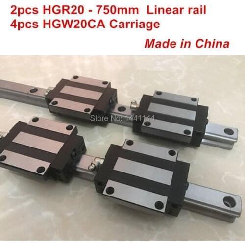 HGR20 linear guide: 2pcs HGR20 - 750mm + 4pcs HGW20CA linear block carriage CNC parts