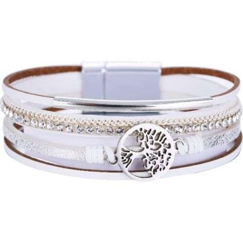 ORNAPDIADIA Fashion Bohemian Bracelet Crystal Tree Of Life Magnetic Buckle Bracelet Wholesale Hot Sale